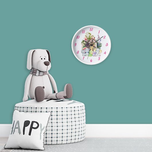 Horloge murale des mignons animaux | Cadeau mignon