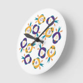 Horloge murale des oiseaux bleus et oranges (Angle)