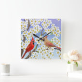 Horloge murale des oiseaux cardinaux du Nord (Maison)