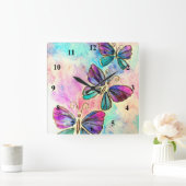 Horloge murale des papillons colorés (Maison)