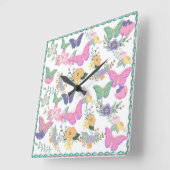 Horloge murale des papillons Pastel (Angle)