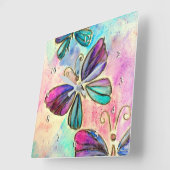 Horloge murale des papillons rose pourpre (Angle)