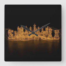 Horloge murale des pièces d'échecs lumineuses