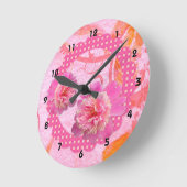 Horloge murale des pivoines roses (Angle)
