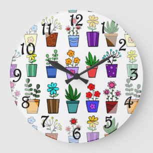 Horloge murale des pots de fleurs