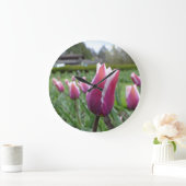 Horloge murale des tulipes rouges et blanches (Maison)
