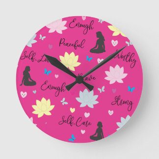 Horloge murale | Design Boho Lotus Rose (Aiguilles