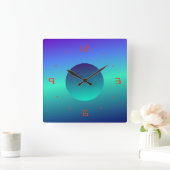 Horloge murale design lune verte bleue éclairée (Maison)