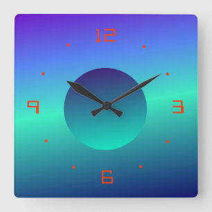 Horloge murale design lune verte bleue éclairée