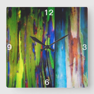 Horloge murale d'eucalyptus d'arc-en-ciel
