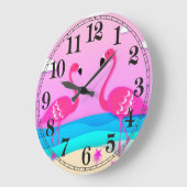 Horloge murale deux flamants roses (Angle)