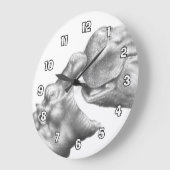 Horloge murale d'hippopotame et de veau (Angle)
