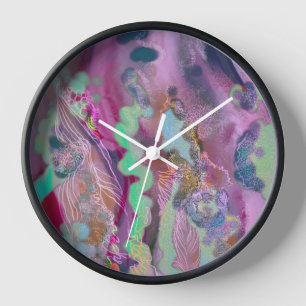 Horloge murale Digital abstrait rose tendance desi