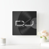 Horloge murale Dj avec Arrière - plan vinyle (Maison)