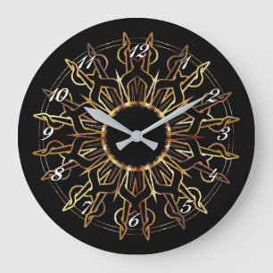 Horloge murale dorée Tribal