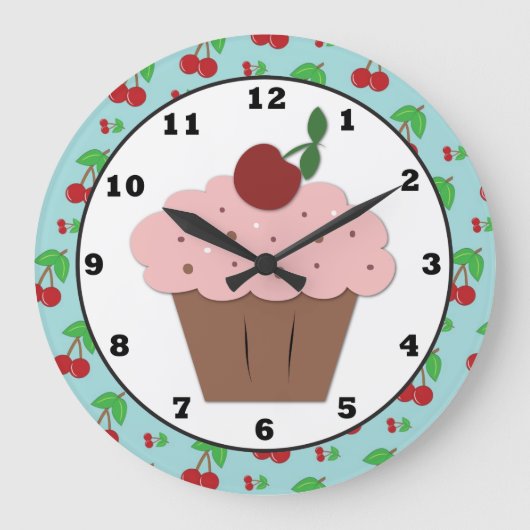 Horloge murale douce cerise Cupcake (Recto)