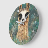 Horloge murale drôle avec Llama curieuse (Angle)