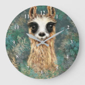 Horloge murale drôle avec Llama curieuse (Recto)