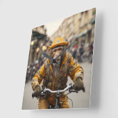 Horloge murale drôle de singe à vélo (Angle)