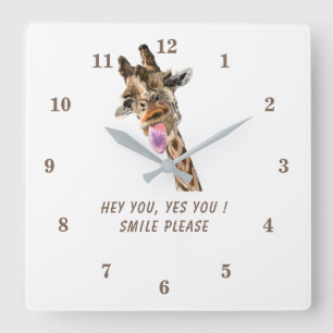 Horloge murale drôle Jouer Giraffe Smile - Votre t