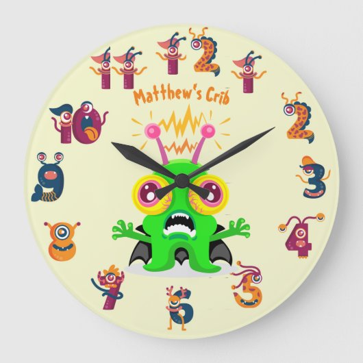 Horloge murale drôle pour enfants avec monstre de  (Recto)