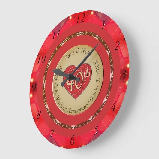 Horloge murale du 40e anniversaire de Ruby (Angle)