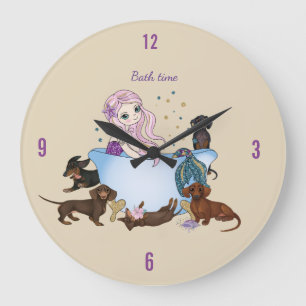 Horloge murale du bain de la sirène de Dachshund