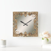 Horloge murale du cadre orné or (Maison)