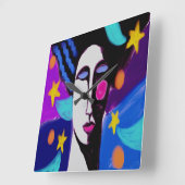 Horloge murale du Carré d'art Abstrait étoilé (Angle)