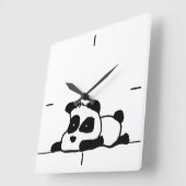 Horloge murale du carré de panda brillant (Angle)