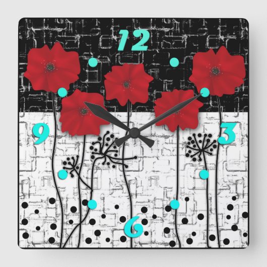 Horloge murale du carré de pavots rouges (Recto)
