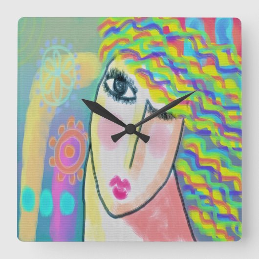 Horloge murale du Carré de peinture Abstraite d'or (Recto)