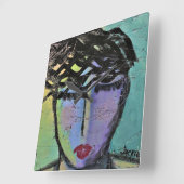 Horloge murale du Carré de peinture Abstraite d'or (Angle)