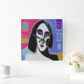 Horloge murale du Carré de peinture Abstraite d'or (Maison)