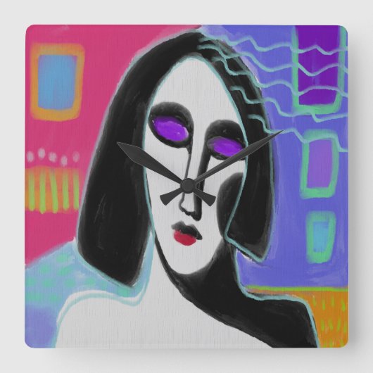 Horloge murale du Carré de peinture Abstraite d'or (Recto)