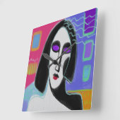 Horloge murale du Carré de peinture Abstraite d'or (Angle)