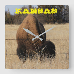 Horloge murale du Carré du Kansas Buffalo