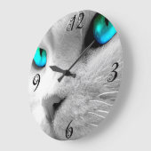 Horloge murale du chat aux yeux bleus (Angle)