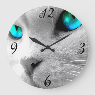 Horloge murale du chat aux yeux bleus