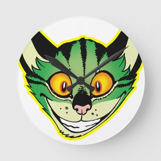 Horloge murale du chat de dessin fluorescent (Recto)
