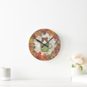 Horloge murale du chat en pause automne (Maison)