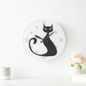 Horloge murale du chat noir moderne (Maison)