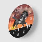 Horloge murale du Cheval de Peinture sauvage (Angle)