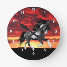 Horloge murale du Cheval de Peinture sauvage