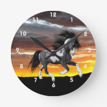 Horloge murale du Cheval de Peinture sauvage