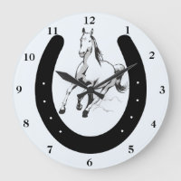 Horloge murale du cheval et du fer à cheval