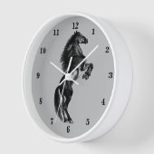 Horloge murale du cheval sauvage debout (Angle)
