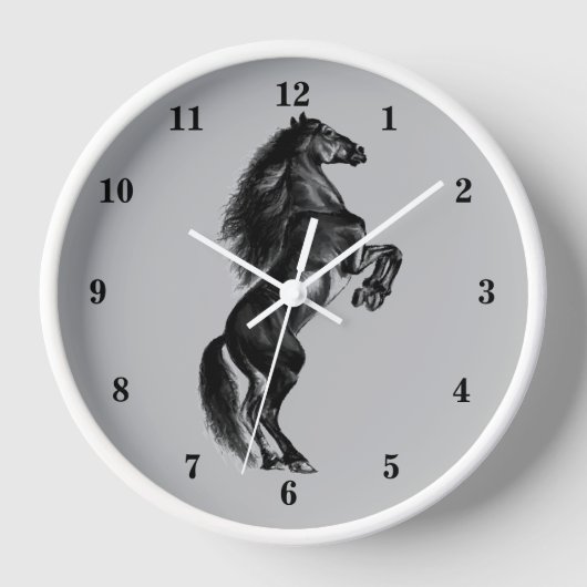 Horloge murale du cheval sauvage debout (Recto)