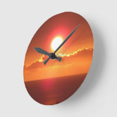 Horloge murale du ciel de coucher de soleil orange (Angle)