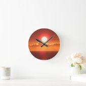 Horloge murale du ciel de coucher de soleil orange (Maison)